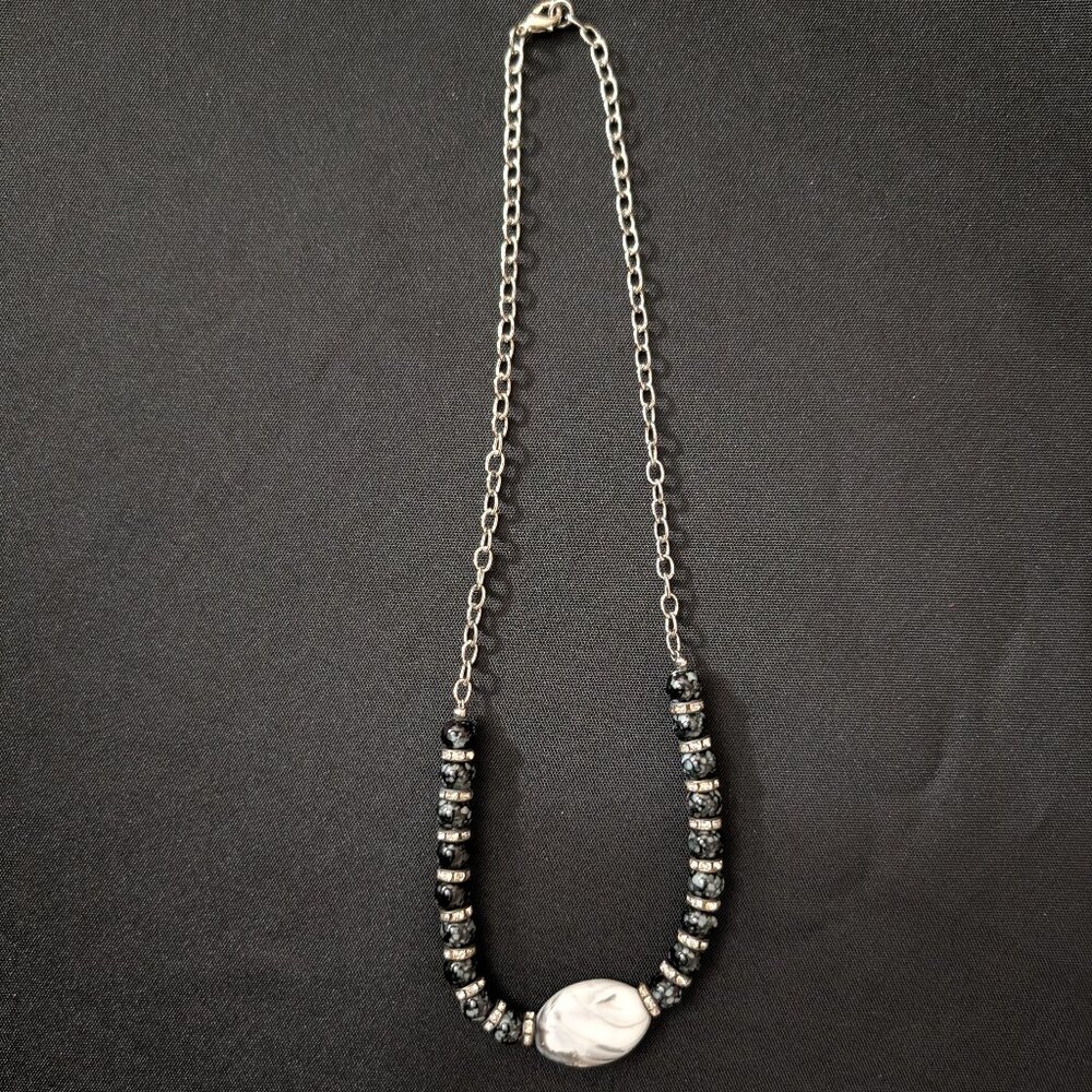 Black and Silver beaded necklace